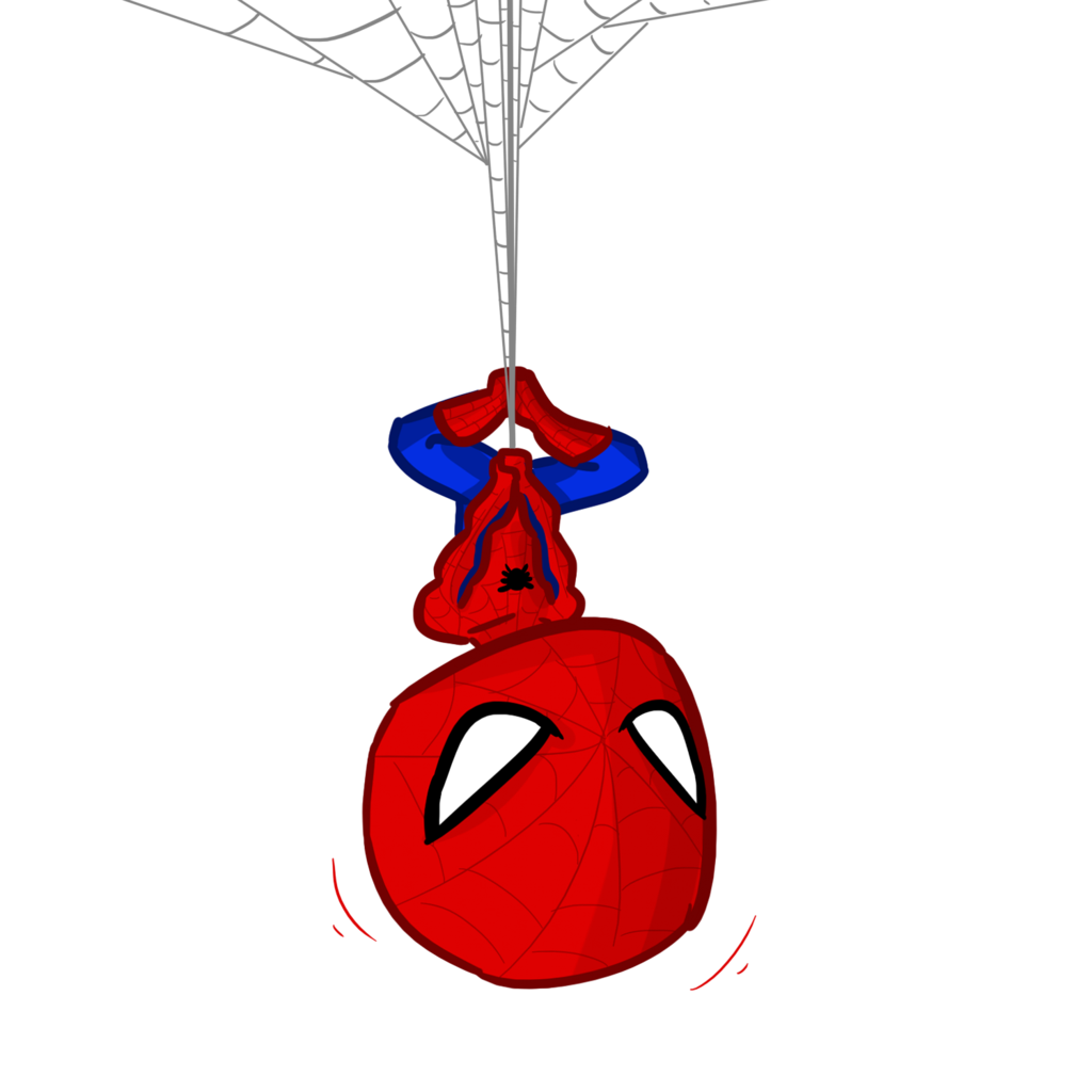 Spider-Man hanging from a web